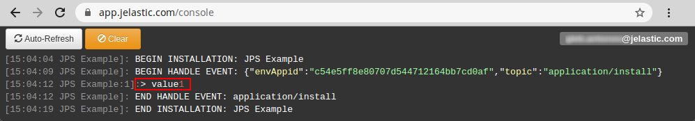 jps installation console log