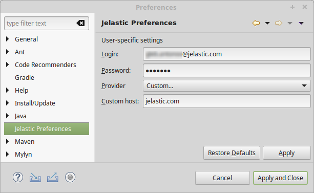 preferences for remote access