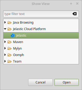 open PaaS view for eclipse