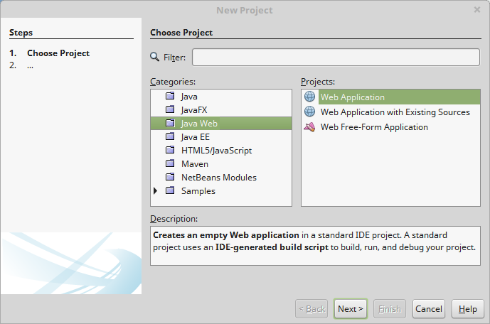 netbeans create java web application