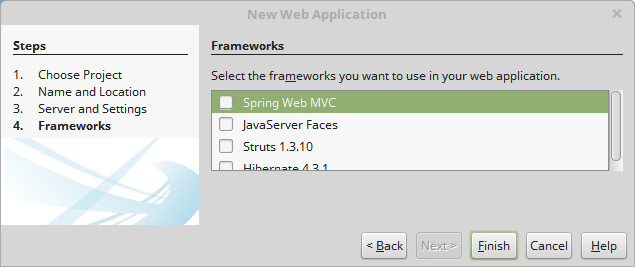 netbeans project frameworks