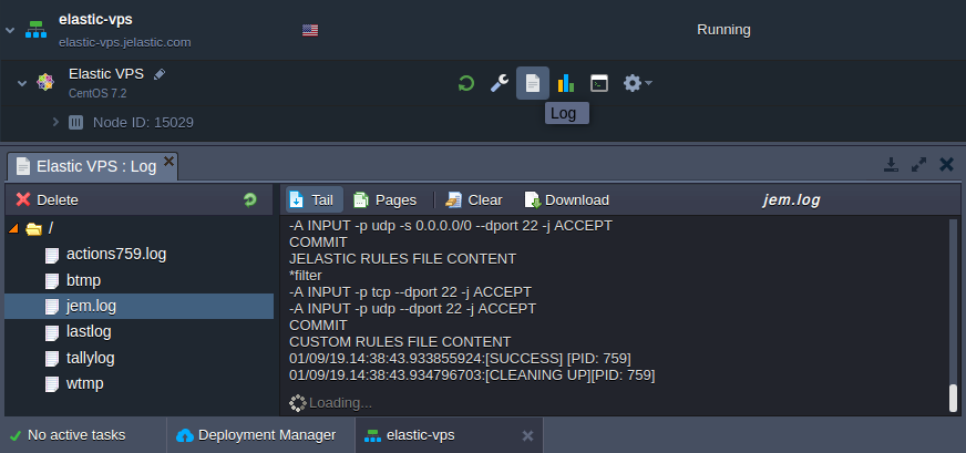 elastic vps log files