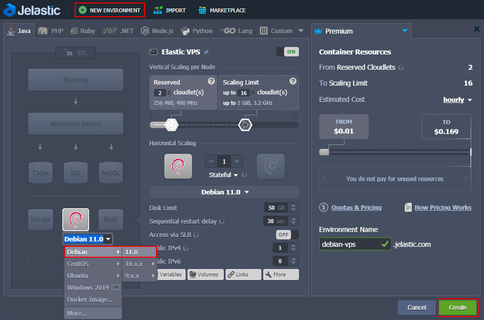 create Debian VPS