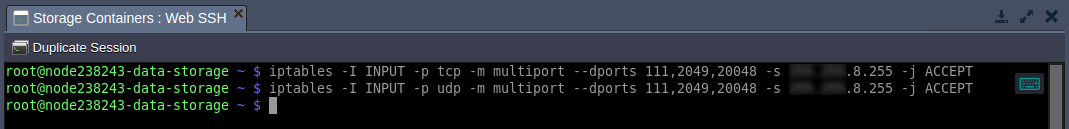 configure iptables rules via SSH