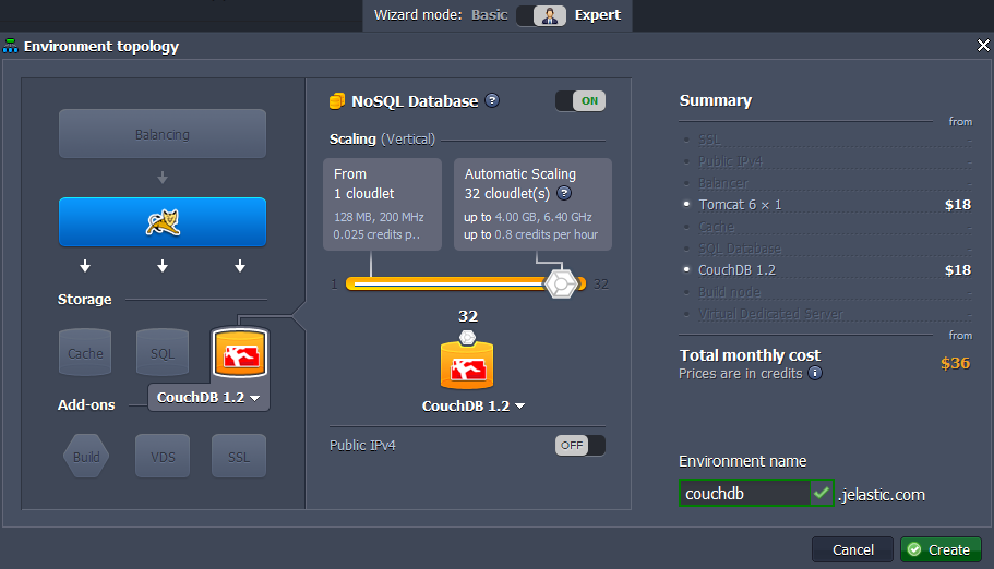 create couchdb environment