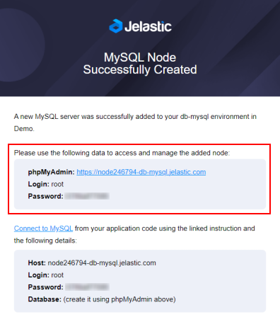 email with DB access credentials