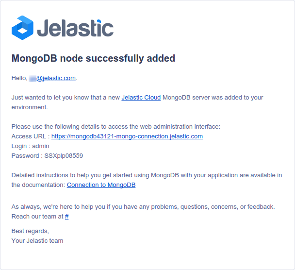 email mongo node added